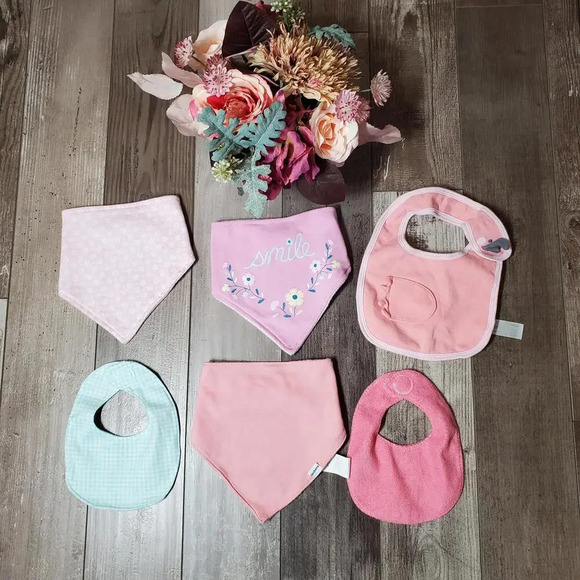 Baby Infant Girl Bib Bundle - Set of 6 - Picture 1 of 12